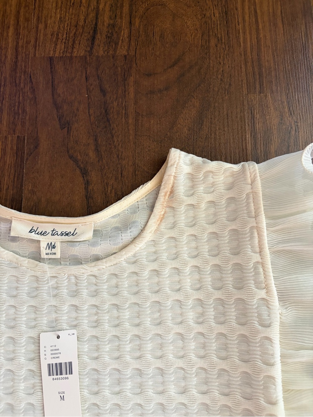 Anthro Blue Tassel Frill Shirt - Picture 2 of 3